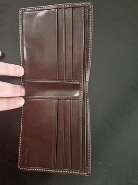 Coach-Mens Brown Striped Bifold Wallet